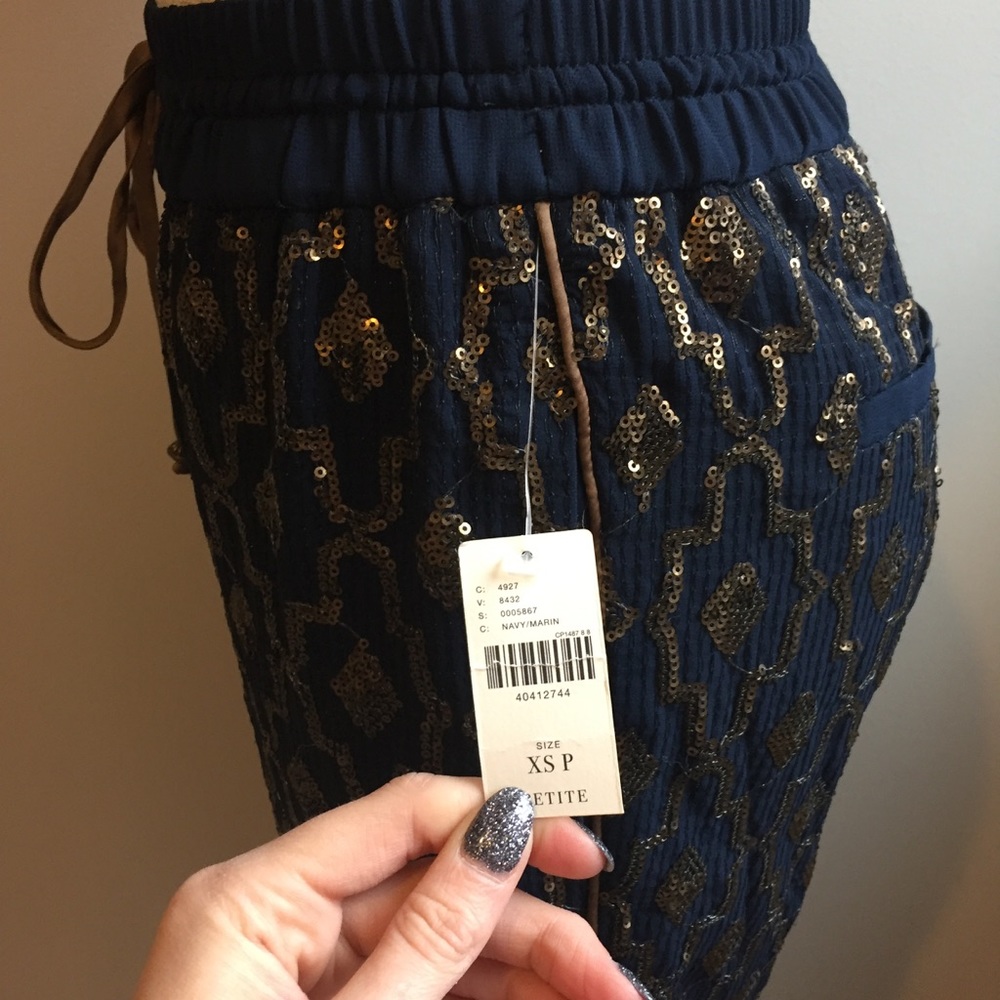 Anthropologie NWT Sequin Jogger Pants - Picture 3 of 7